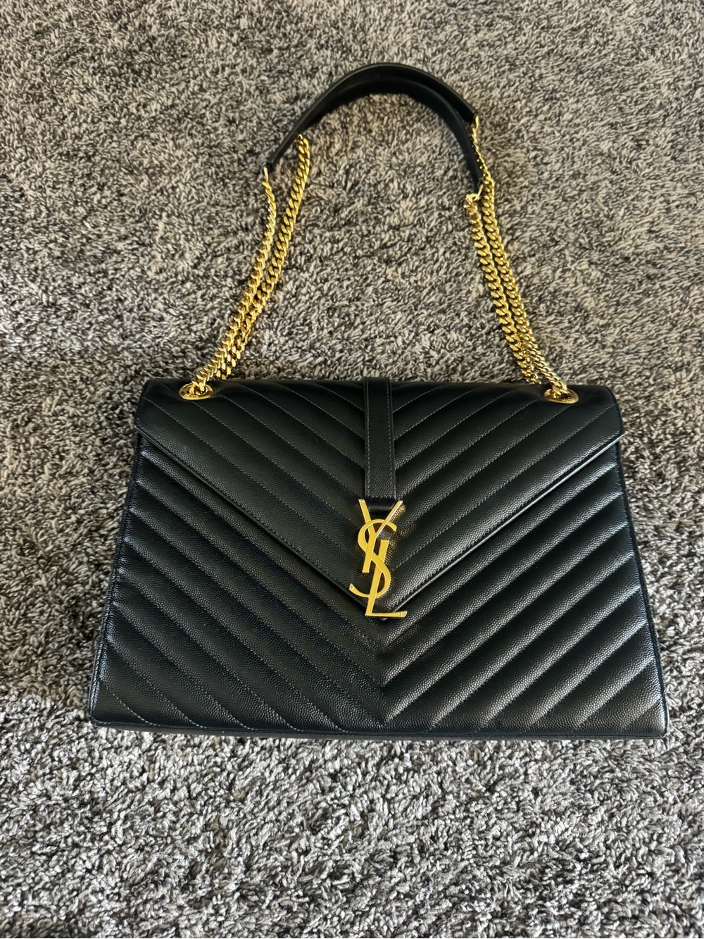 Saint Laurent Black Quilted Leather Shoulder Bag with Gold Hardware